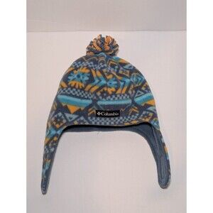 Columbia Unisex Toddler L/XL Frosty Trail ii Earflap Beanie Blue Yellow Warm